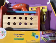 Construction Play Set - Gigglescape: Toy Tools, Plastic  Wood, 35 Pieces,