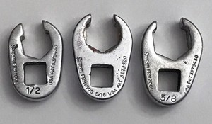 3 SNAP-ON 1/2 9/16 5/8 Flare Nut 3/8” Flank Crowfoot Wrench SAE FRH160,180,200s
