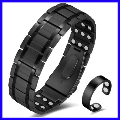 3X Magnetic Bracelets for Men Ultra Strength Magnets Upgrade Folding Clasp Ti...
