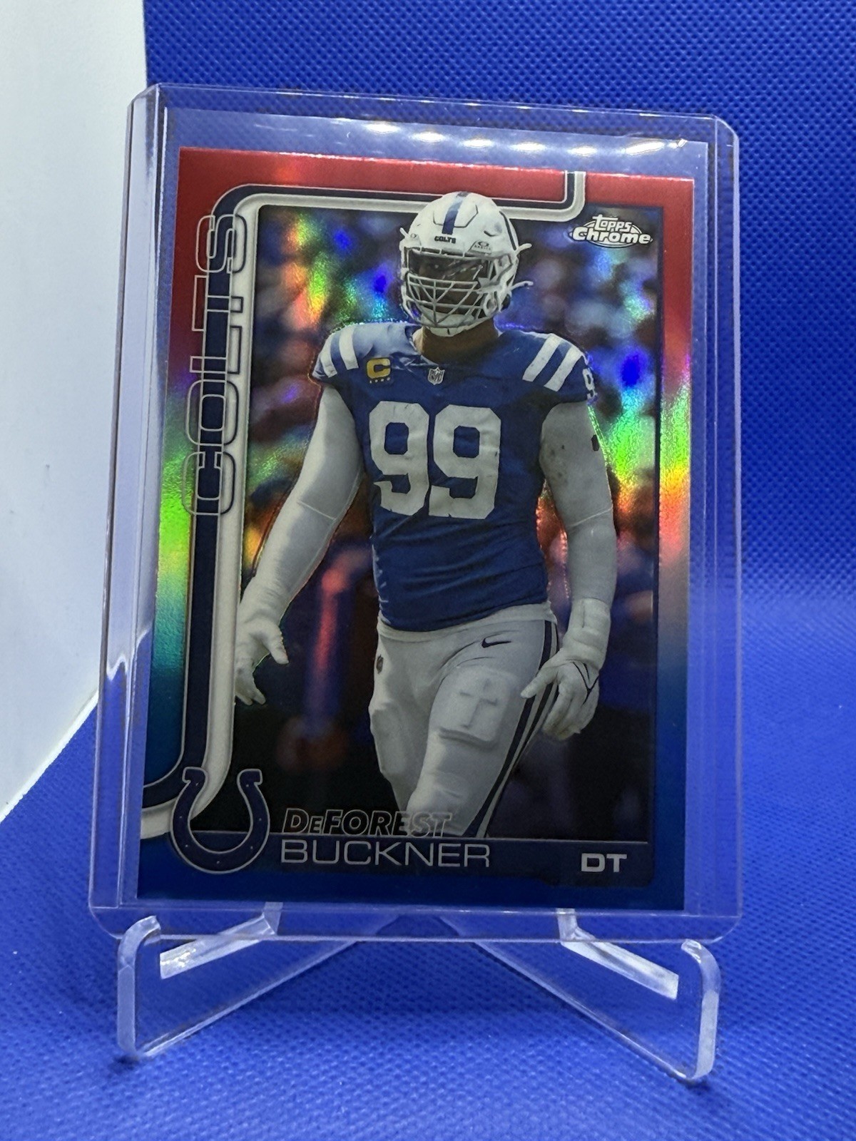 Deforest Buckner 2025 Topps Chrome Red White Blue Refractor #133 Colts