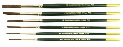(6) Andrew Mack Brush Hannukaine Quill Brushes Series 79 Size XXS - XL Mixture S