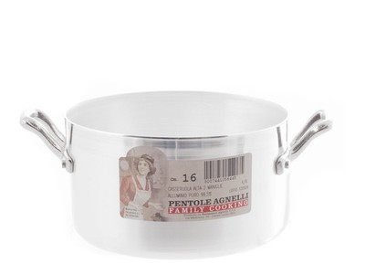 Kasserolle Aluminium 4,0L Silber 2 Griffe Pentole Agnelli fama416 Kochtopf
