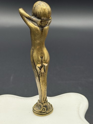 Antico timbro francese Art Nouveau bronzo bagno donna nuda sigillo cera - Foto 2 di 4