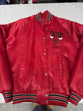 VTG 80s 90s Chalk Line Chicago Bulls Satin Jacket Red USA Youth 18/20 Fits Adult