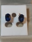 NATURAL ROYAL BLUE GEM TESTED HEATED OVAL SAPPHIRE 4.60 CT 925 SILVER EARRINGS — photo 1