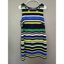 Vince Camuto Sz 14 Stripe Dress  Rhinestones Sleeveless Casual Dressy Work Shift