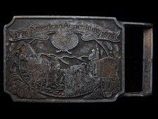 KF13115 VINTAGE 1975  AMERICAN AGRICULTURE BICENTENNIAL  BRASSTONE BELT BUCKLE