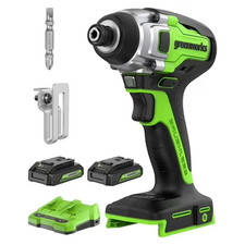 Greenworks 24V 1/4 inch Impact Driver 2650 in-lbs w/ 2 x2Ah Battery and Charger