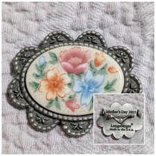 Vintage LONGABERGER 2003 Pin Brooch Floral Made In USA