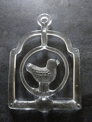 KOSTA BODA SWEDEN Suncatcher Fensterbild Glas Vogel  BIRDCAGE 70er  17,5x25cm