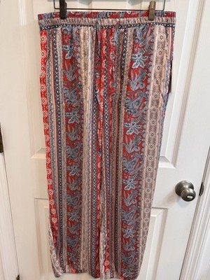 Single Thread M Pull On Pants Draw String Red Blue Pockets