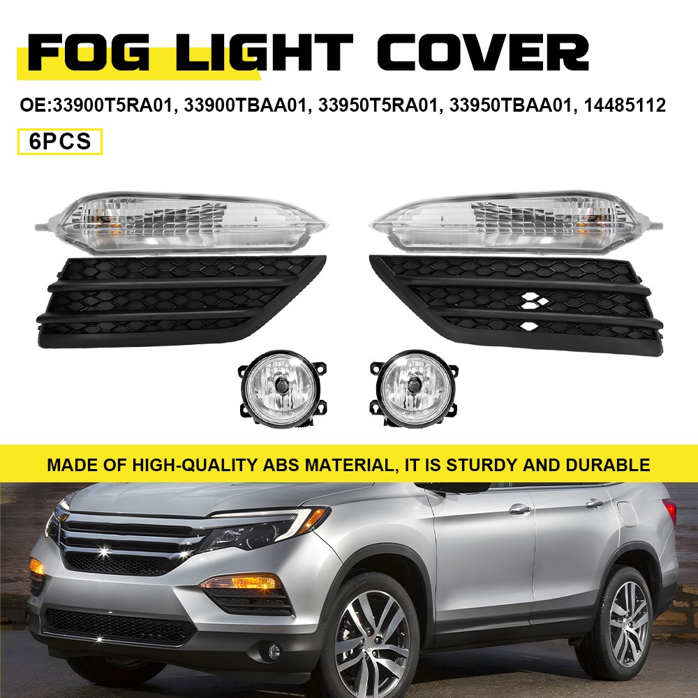 For Honda Pilot 2016-2018 Bumper Fog Light W/Cover Bezel Turn Signal Lamp 6 SETS