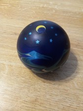 Vintage Lundberg Studios Art Glass Paperweight Blue Iridescent 1989 SIGNED