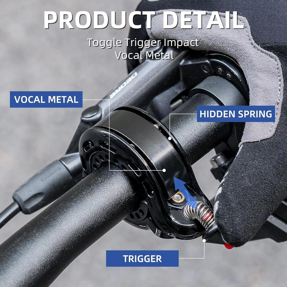 ROCKBROS Bike Bell,Hidden Bicycle Bell with Loud Sound for 22.2-31.8mm Handlebar - Image 4 of 4