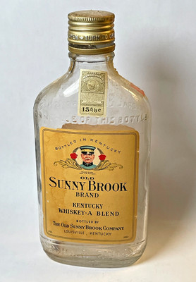 Vintage Old Sunny Brook Whiskey Bottle 1950s Kentucky Blend Tax Stamp Empty