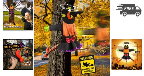 Halloween Outdoor Deko Abstürzende Hexe Hängend Hof Garten Veranda - Bild 2 von 9