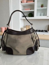 Tracolla donna Prada - marrone in tela con pelle - come nuova