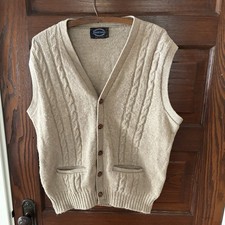 VTG Jantzen Wool Cable Knit Sweater Vest Preppy Academia Made in USA Size Medium