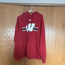 Wisconsin Badgers Sweatshirt Hoodie XL Under Armour Red Free Shipping