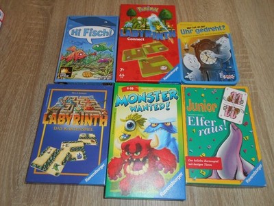 6 Spiele ab 6 J: Pokemon Labyrinth, Monster wanted, Hi Fisch, Elfer raus, ...