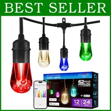 LED Wi-Fi Smart Vintage Café Lights, 24ft, Multico