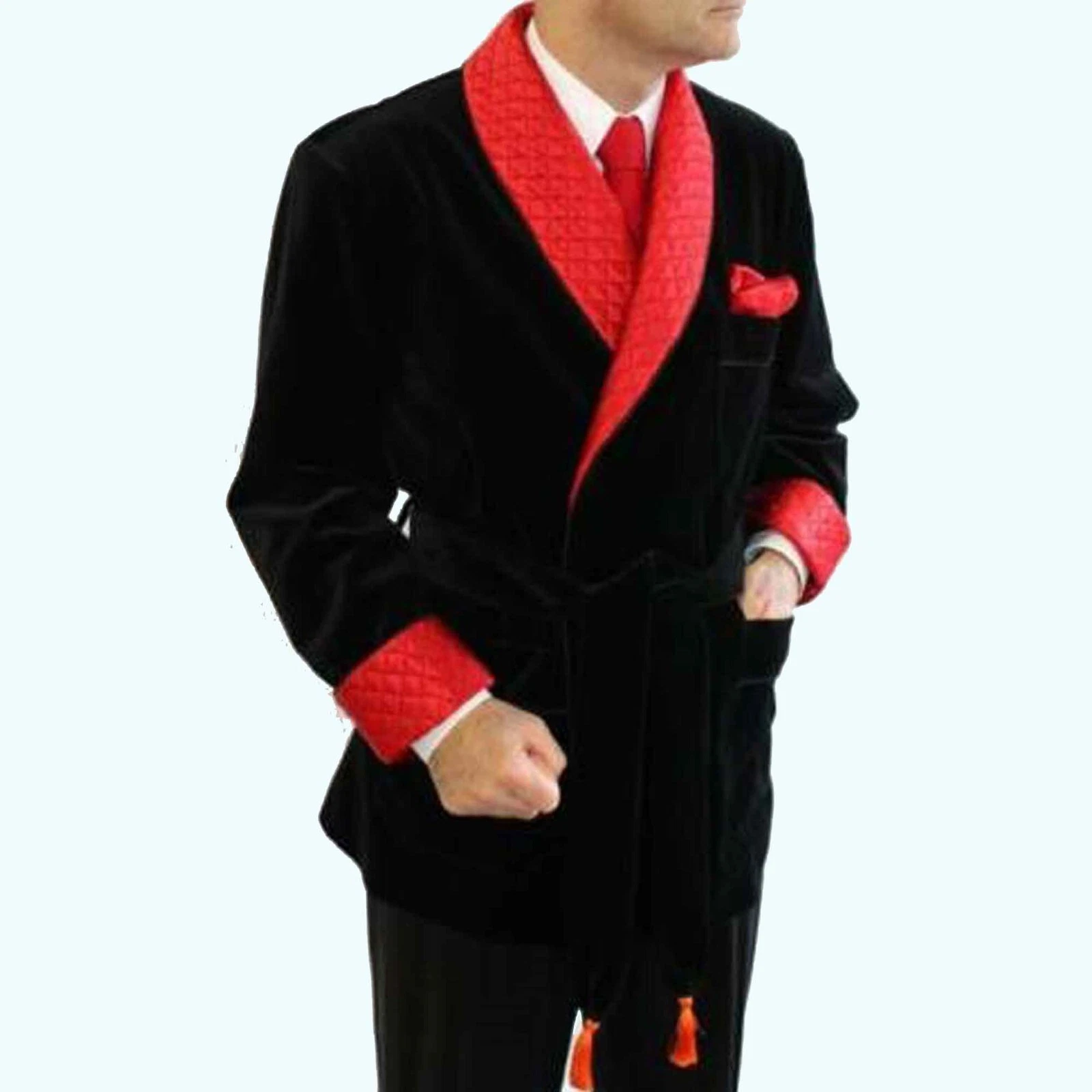 Men's Elegant Luxury Designer Black Smoking Quilted lapel Party Wear Blazer
