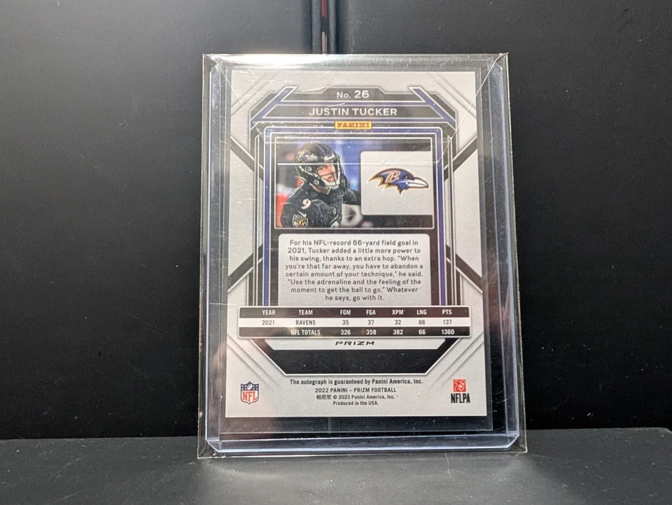 2022 Panini Prizm - Justin Tucker #26 Silver Prizm Autographs (AU) - Bild 2 von 2