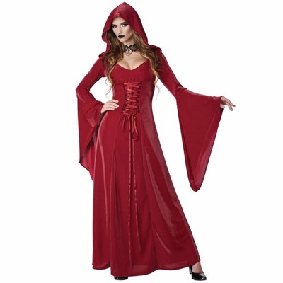 Purpurrotes Gewand Mittelalter Gothic Vampir Vampirin Teufel Damen Kostüm Kleid