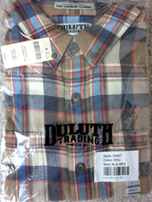 Duluth Trading Mens Free Swingin Flannel Relaxed Fit Shirt Camel Plaid XL