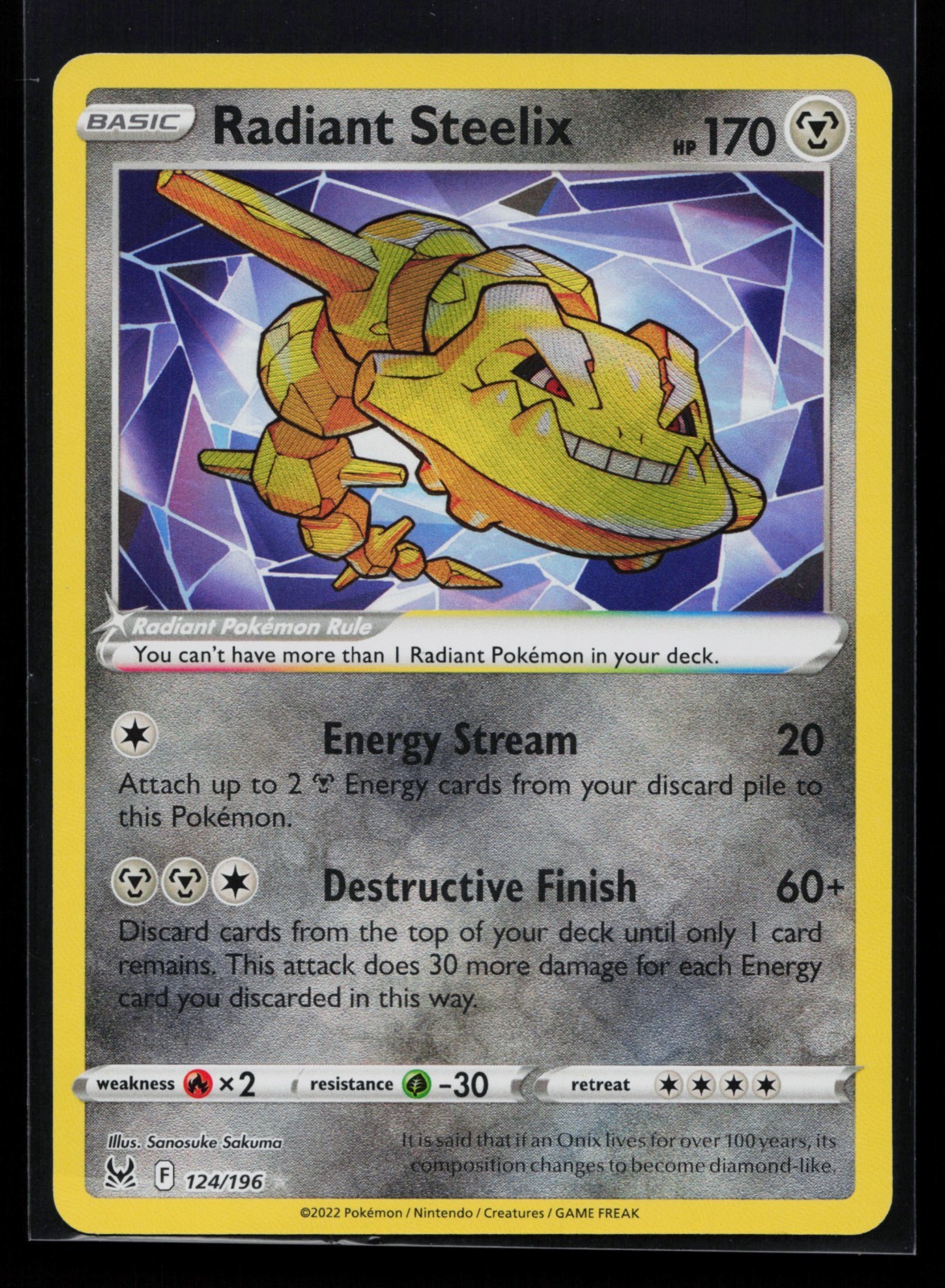 Pokemon Card Radiant Steelix 124/196 Lost Origin Near Mint