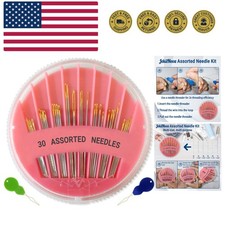 30 Pack Hand Sewing Needles, Assorted Sizes, Large Eye Stitching Needles for...