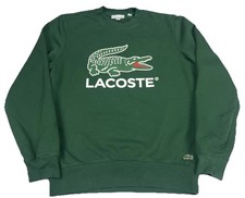 Lacoste Sweatshirt Mens Medium Green Classic Fit Crewneck Big Croc Logo