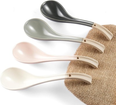 Asian Ceramic Soup Spoon, with Long Handle Easy to Hold, Non-slip Multicolor 