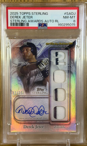 DEREK JETER 2025 Topps Sterling - Sterling Awards Autograph Relic /25 PSA 8