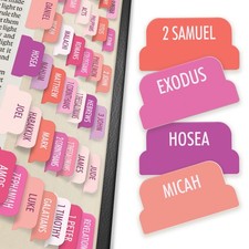 Pink Bible Tabs, 90 Large Print Bible Index Tabs for Study Bible, L...