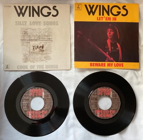 Paul McCartney Wings France Silly Love Songs + Let Em In PS lot vinyl record 7"