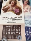 Lot of 3 Zoe Mozert Atlas Tug Service Calendars 1951 1952 1953 Original — photo 2