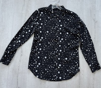 Equipment Kate Moss Silk Black White Star Printed Blouse Top Shirt Small