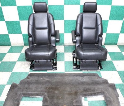 *WEAR* 11' ESCALADE Black Leather Heated Second Row Captains Buckets Seats Pair