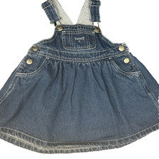 Tommy Hilfiger Y2K Overall Dress Jumper Denim Flag Logo Baby Toddler 12-18 Month