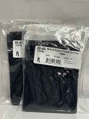 Ames Walker Medical Support Closed Toe Knee Highs P300 30-40 mmHg Black XL