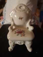 Vintage Japanese Porcelain Doll House Miniature Chair Floral Pattern 1:12 Scale