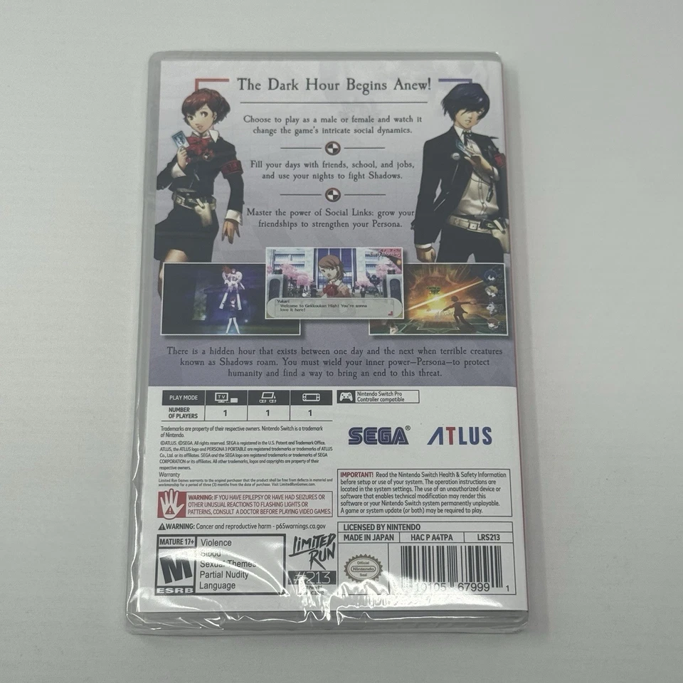 Persona 3 Portable - Nintendo Switch LRG Limited Run Games #213 BRAND NEW SEALED - Image 2 of 4
