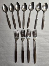11 Interpur INR2 Stainless Spoons Forks Brown Wood Handle Flatware MCM Japan