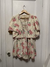 Vintage 1950s Skirt Set  Jacket Handmade Quilted Pink Floral Print Reversible