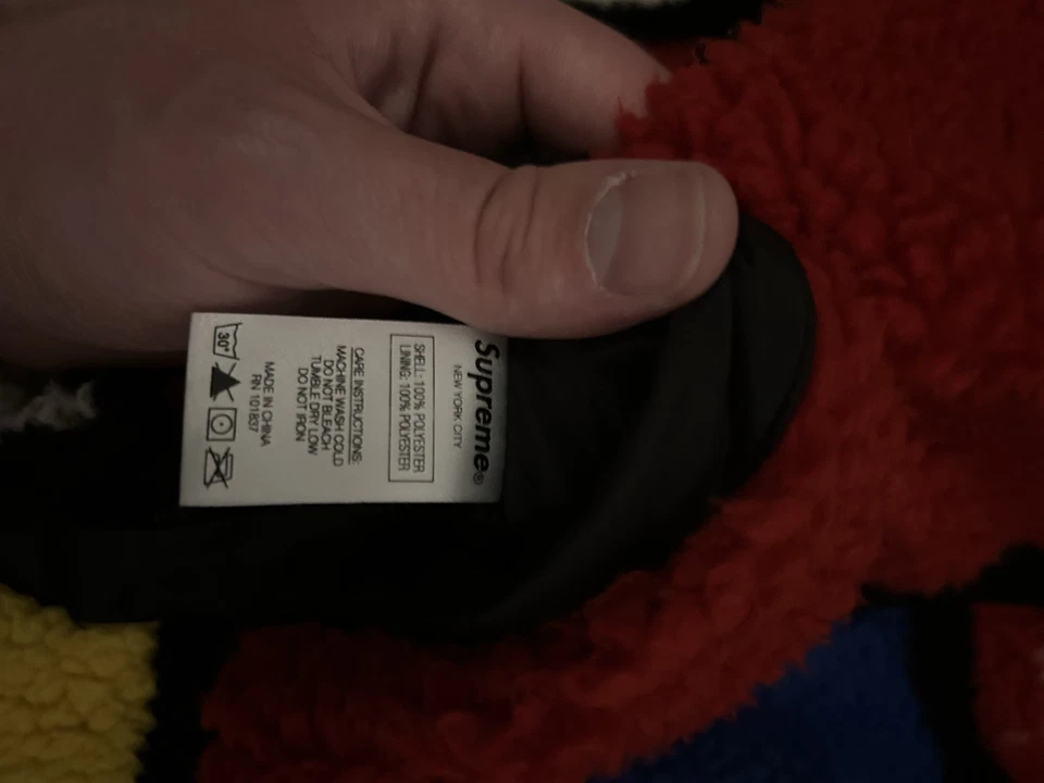 Supreme Reversible Colorblocked Fleece Jacket Red/Black, FW2020, Size L - Image 4 of 4