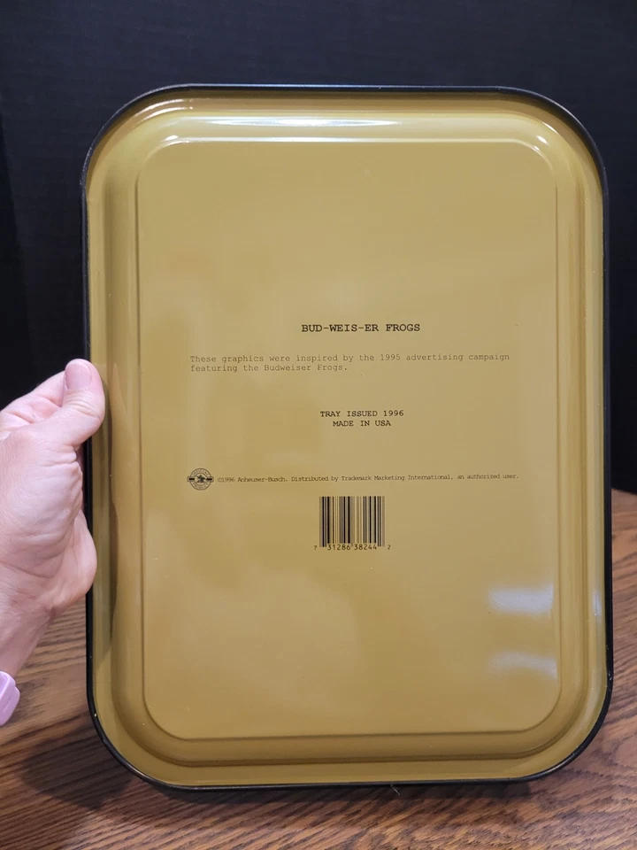 Vintage Budweiser Frog On Lilly Pads Tray 1996 "Bud-Weis-Er"  Metal Tray   - Image 2 of 4