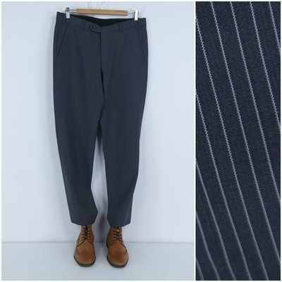 Mens Trousers 33 Waist 28.5 Leg DIGEL Dress Suit Striped Grey Wool Pants Slacks