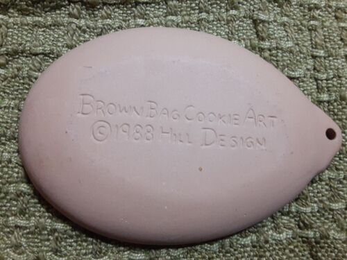 2-Vintage 1988 Brown Bag Cookie Art Mold Easter Egg Stoneware With Tag & Recipes - Picture 3 of 6