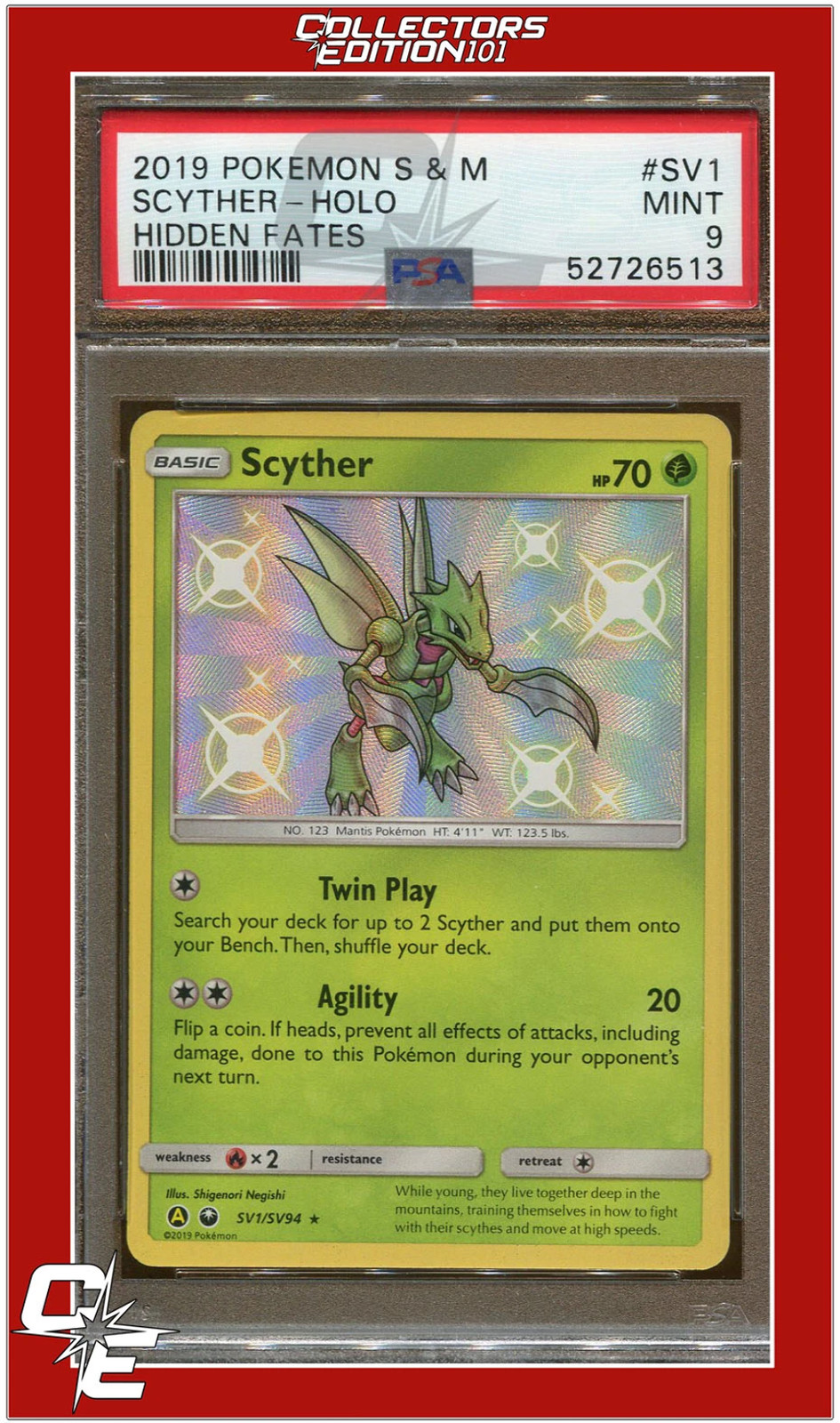 Hidden Fates SV1 Scyther Holo PSA 9